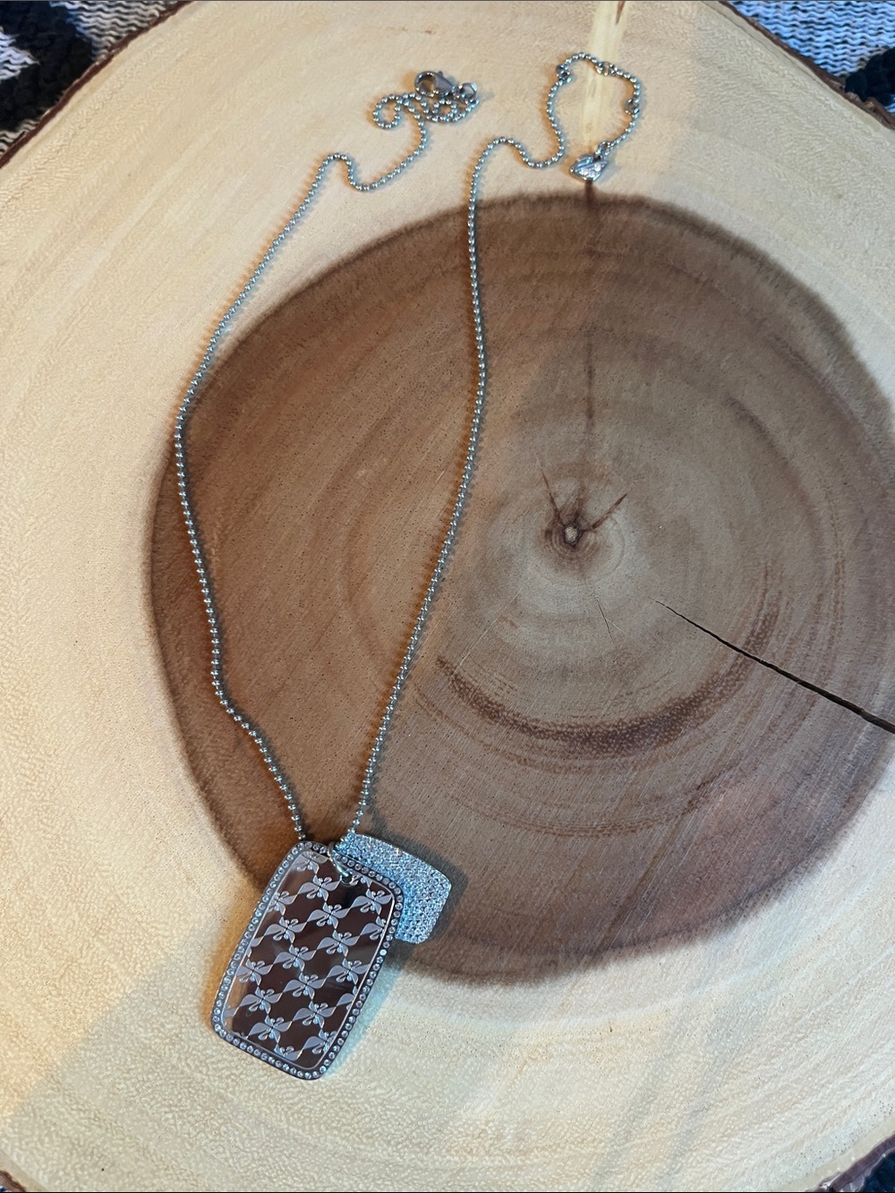 Authentic SwarovskiSilver-tone Crystal Dog Tag Necklace